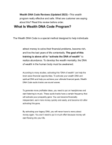 Wealth DNA Code Reviews (Updated 2023) –This wealth program really effective and safe - Google Docs