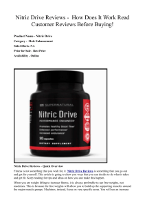 Nitric Drive Reviews -  How Does It Work Read Customer Reviews Before Buying!