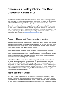 Cheese as a Healthy Choice  The Best Cheese for Cholesterol