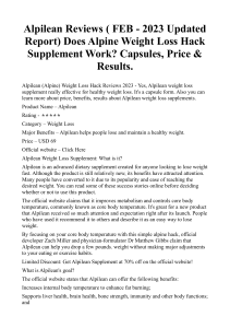 Alpilean Reviews ( FEB - 2023 Updated Report) Does Alpine Weight Loss Hack Supplement Work? Capsules, Price & Results.