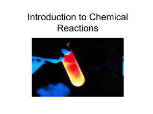 Introduction to Chemical Reactions 2011-2012