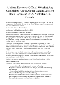 Alpilean Reviews (Official Website) Any Complaints About Alpine Weight Loss Ice Hack Capsules  USA, Australia, UK, Canada.