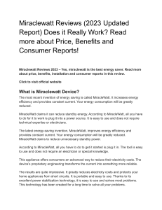 Miraclewatt Reviews (2023 Updated Report) Does it Really Work  Read more about Price, Benefits and Consumer Reports!