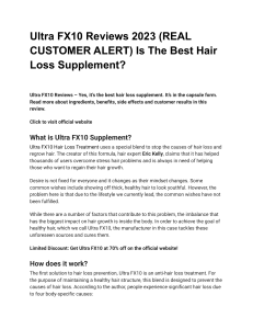 Ultra FX10 Reviews 2023 (REAL CUSTOMER ALERT) Is The Best Hair Loss Supplement 