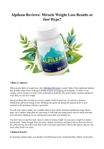 Alpilean Reviews: Miracle Weight Loss Results or Just Hype?