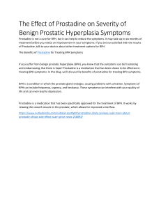 The Effect of Prostadine on Severity of Benign Prostatic Hyperplasia Symptoms