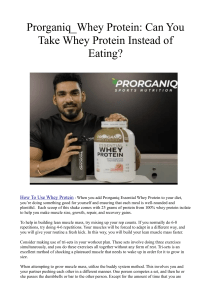 Prorganiq Whey Protein  Can You Take Whey Protein Instead of Eating