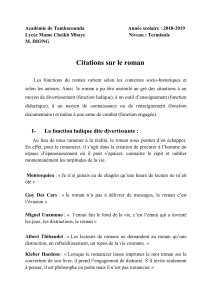 Citations sur le roman : Fonctions et perspectives