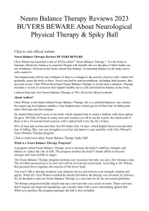 Neuro Balance Therapy Reviews 2023 BUYERS BEWARE About Neurological Physical Therapy & Spiky Ball