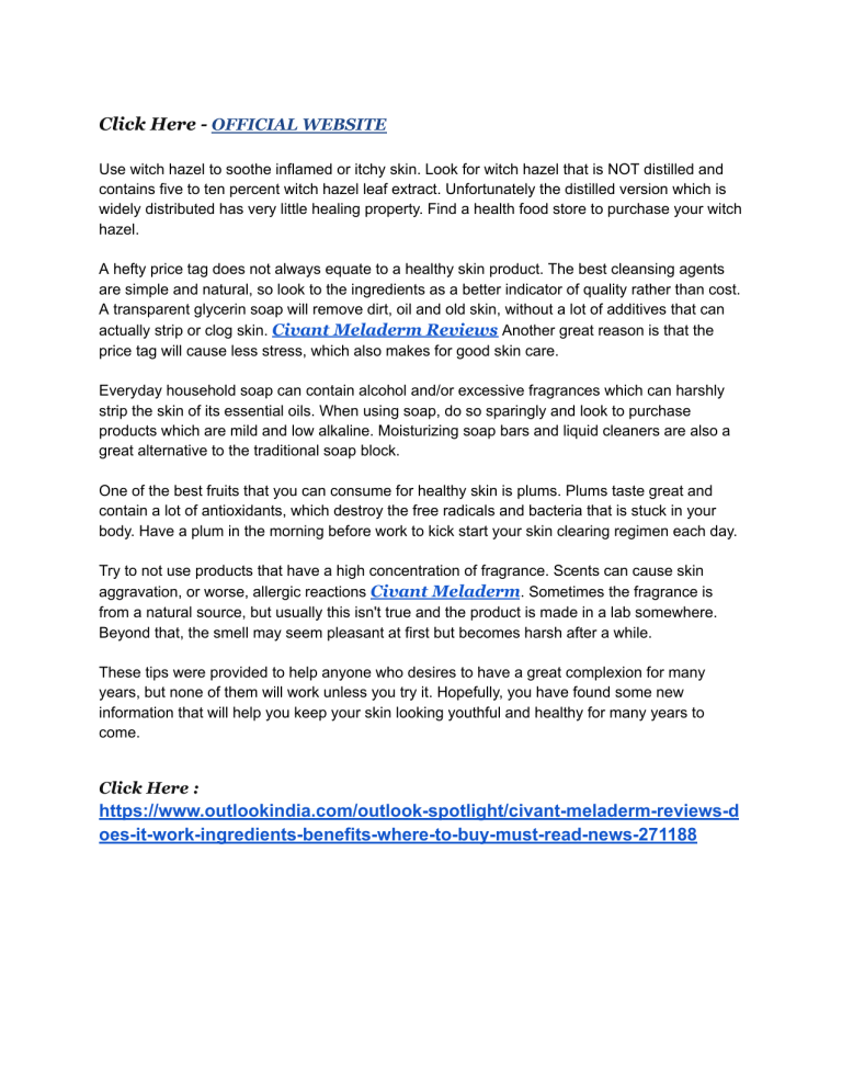 Civant Meladerm Reviews Disturbing Truth Exposed!