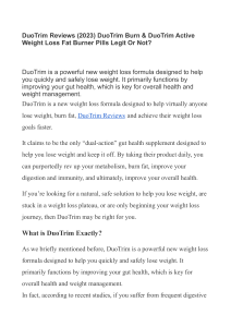 DuoTrim Reviews (2023) DuoTrim Burn & DuoTrim Active Weight Loss Fat Burner Pills Legit Or Not?