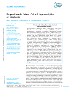 Fiches d'aide &agrave; la prescription en biochimie