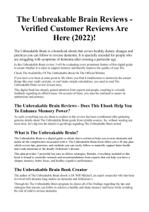 The Unbreakable Brain Reviews - Verified Customer Reviews Are Here (2022)!