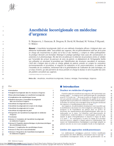 Anesthésie locorégionale en médecine d'urgence