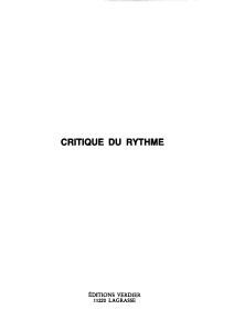 Henri Meschonnic - Critique du rythme 