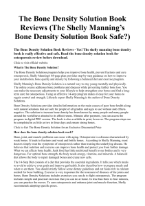 The Bone Density Solution Book Reviews (The Shelly Mannings Bone Density Solution Book Safe)