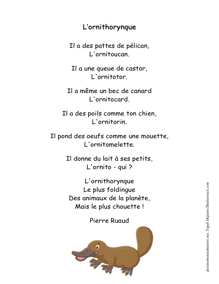 Po sie L ornithorynque Pierre Ruaud