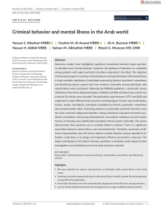 criminal behaviour and mental illness in the arab world