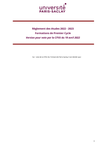 règlement des études Premier Cycle -2022-2023 version votée cfvu Avr2022