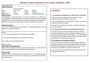 Analyse du pamphlet de Voltaire : Femmes soyez soumises à vos maris