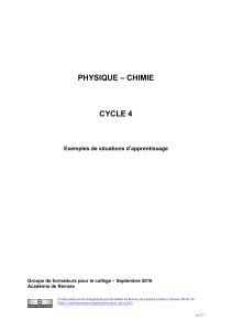 Physique-Chimie Cycle 4: Situations d'Apprentissage