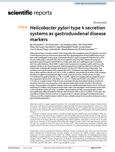 Helicobacter pylori type 4 secretion  systems as gastroduodenal disease markers