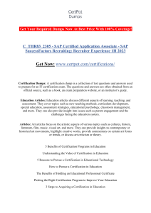 C THR83 2305 - SAP Certified Application Associate - SAP SuccessFactors Recruiting  Recruiter Experience 1H 2023
