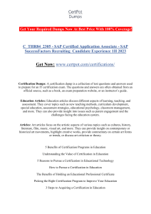 C THR84 2305 - SAP Certified Application Associate - SAP SuccessFactors Recruiting  Candidate Experience 1H 2023