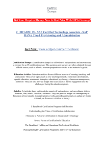 C HCADM 05 - SAP Certified Technology Associate - SAP HANA Cloud Provisioning and Administration