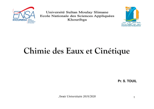 Cours Chimie des Eaux et Cinétique 2019-2020 - Pr TOUIL