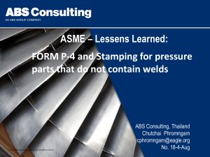 142246 ASME – Lessens Learned- FORM P-4 and Stamping for pressure parts that do not contain welds