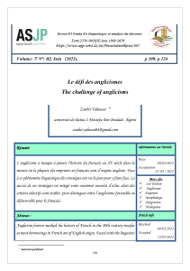 Le défi des anglicismes article paru dans la revue El-Omda  analyse du discours de l'université de M'sila.