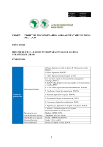 Togo - Projet de transformation agro-alimentaire du Togo - Résumé de l évaluation environnementale et sociale stratégique  EESS  -FR