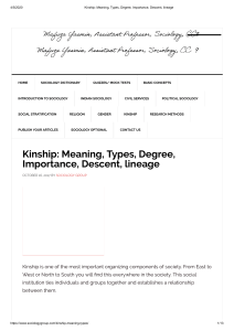 Kinship  Meaning, Types, Degree, Importance, Descent, lineage