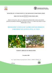 Résumé du programme Programme national de valorisation des produits forestiers non ligneux au Togo