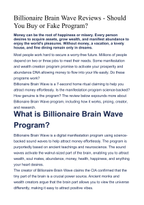 Billionaire Brain Wave Reviews - Should You Buy or Fake Program