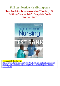 Fundamentals of Nursing 10th Edition by taylor Test Bank