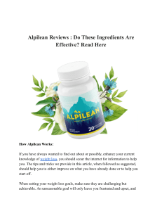 Alpilean Reviews : Do These Ingredients Are Effective? Read Here
