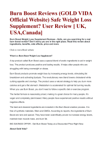 Burn Boost Reviews (GOLD VIDA Official Website) Safe Weight Loss Supplement User Review  UK, USA,Canada