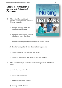 Test Bank  Fundamentals of Nursing 10th Edition by Taylor Chapter 1