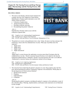 Test Bank Pharmacology and the Nursing Process 10th Edition chapter 1