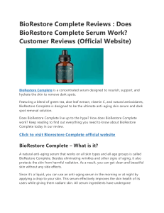 BioRestore Complete Reviews: Ingredients, Side Effects, Customer Complaints