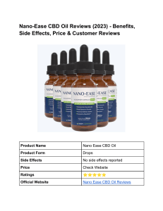 Nano-Ease CBD Oil Reviews (2023) - Benefits, Side Effects, Price & Customer Reviews