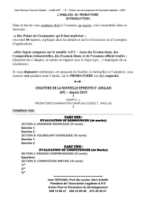 Fascicule Anglais Probatoire APC : Grammaire et Sujets Types