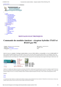 Commande des modules émetteur - récepteur hybrides TX433 et RX433 par PIC