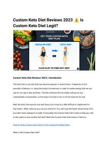 Custom Keto Diet Reviews 2023 ⚠️ Is Custom Keto Diet Legit 