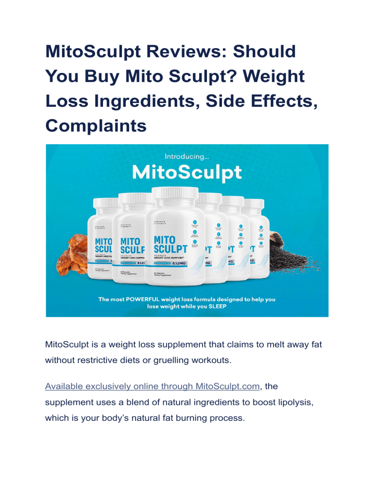 MitoSculpt Reviews Should You Buy Mito Sculpt Weight Loss Ingredients