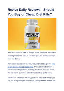 Revive Daily Reviews - Should You Buy or Cheap Diet Pills 