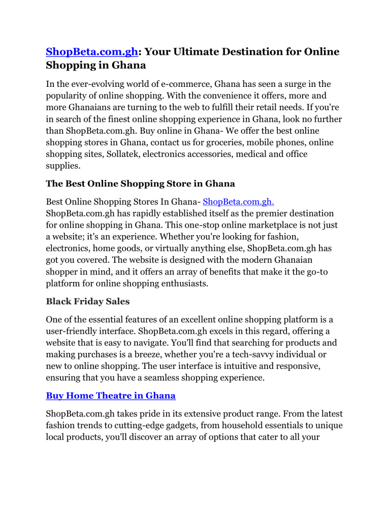 Online Shopping Sites in Ghana