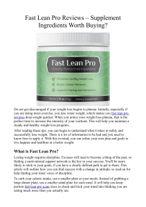 Fast Lean Pro Reviews  Supplement Ingredients Worth Buying